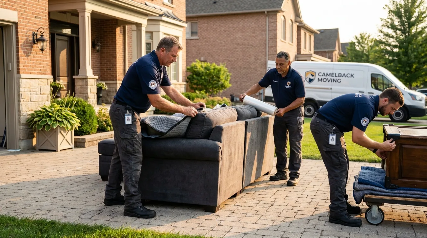 Large estate moving crew wrapping furniture in Bell Gardens, CA