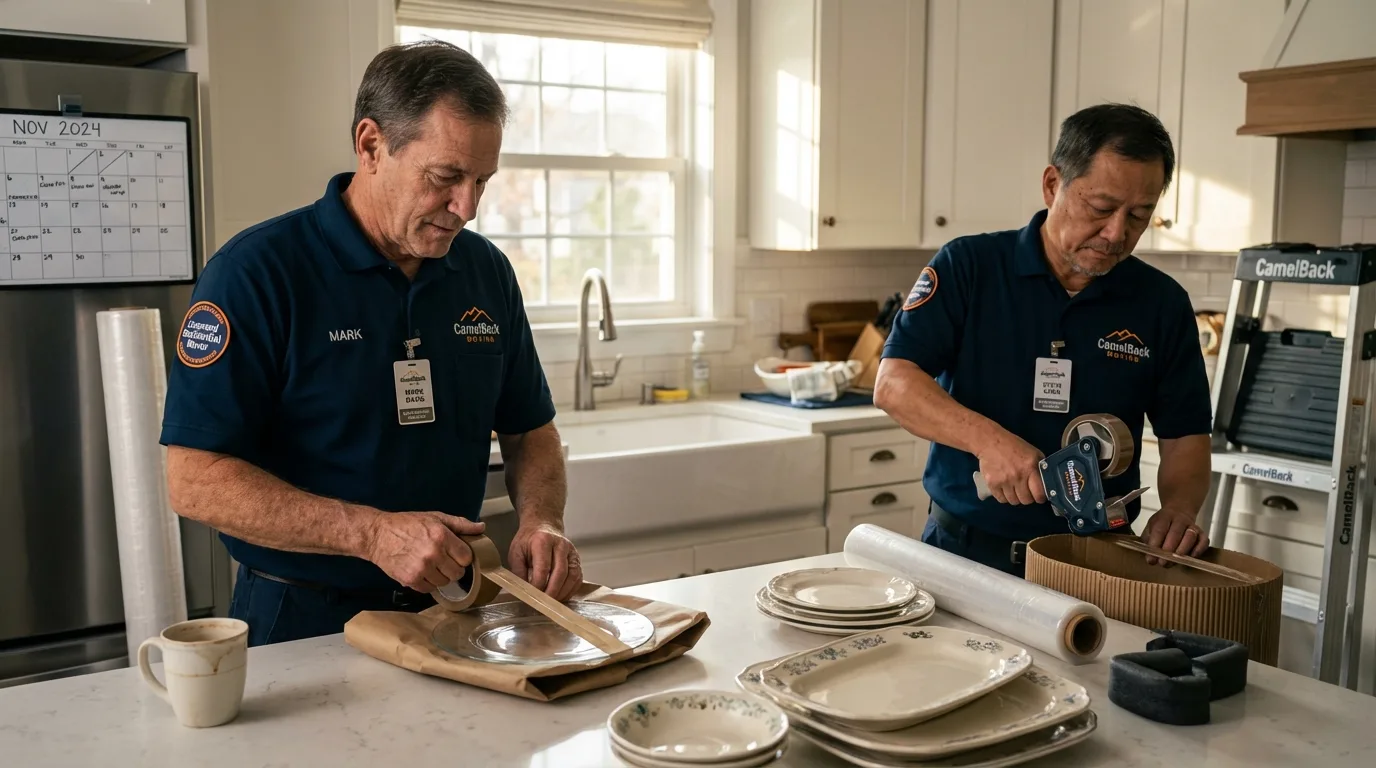 Professional crew packing kitchen dishware in Bell Gardens, CA